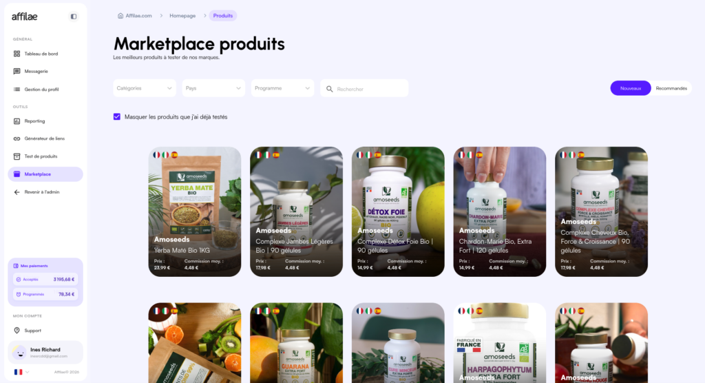 marketplace produits affilae