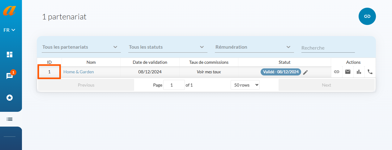 Créer lien tracking Affilae 1
