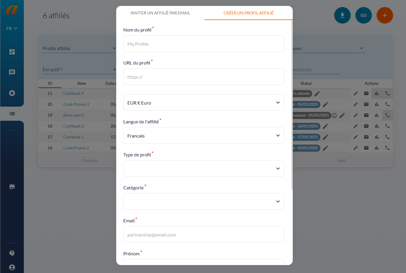 Tester le tracking des clics et conversions Affilae 1