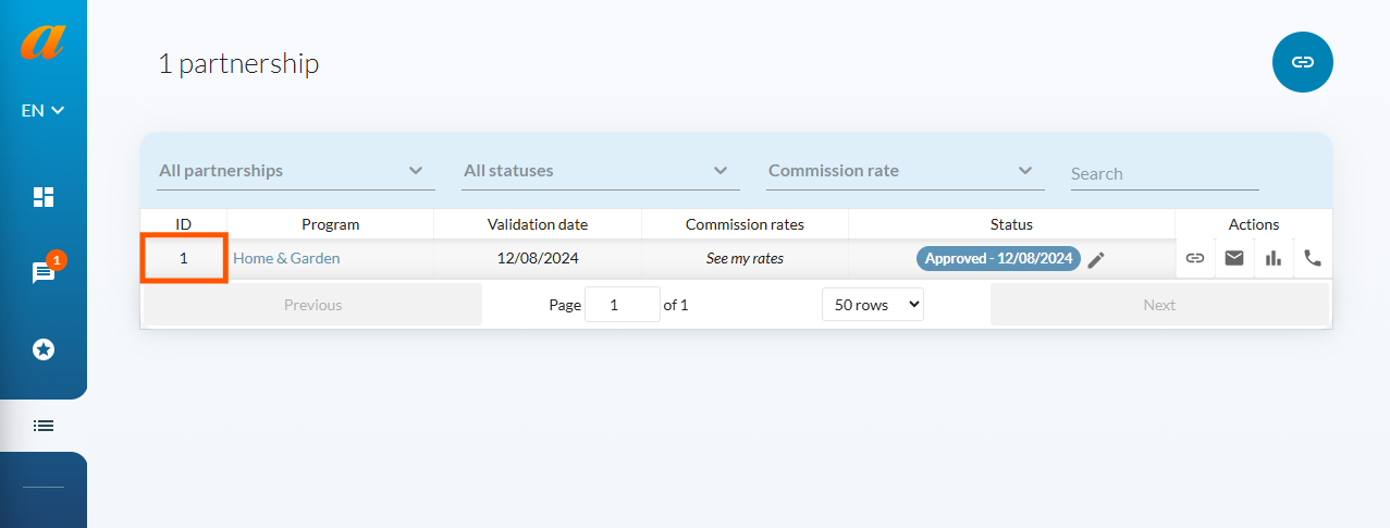 Create tracking link Affilae 1