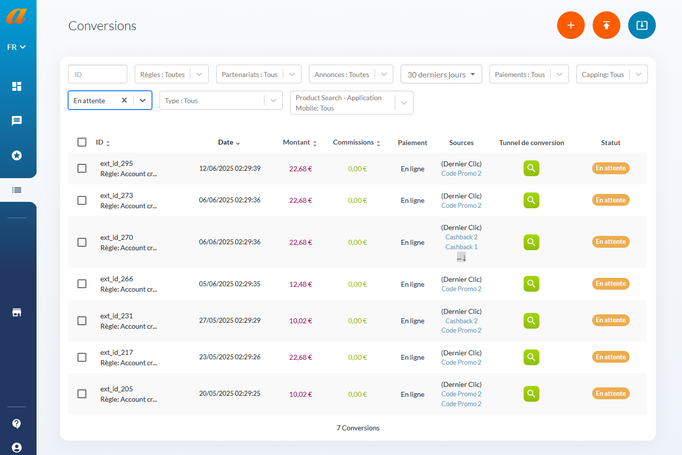 Valider en masse les conversions de votre programme Affilae 1