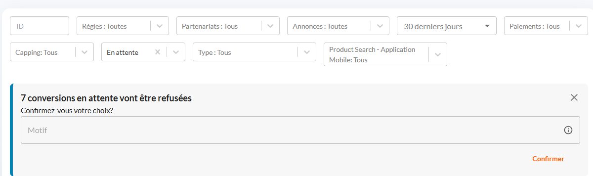 Valider en masse les conversions de votre programme Affilae 2