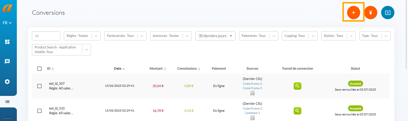 Valider en masse les conversions de votre programme Affilae 5