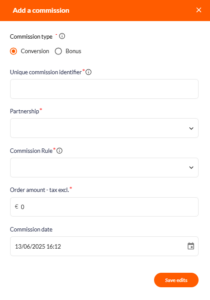 Add a conversion manually Affilae 1