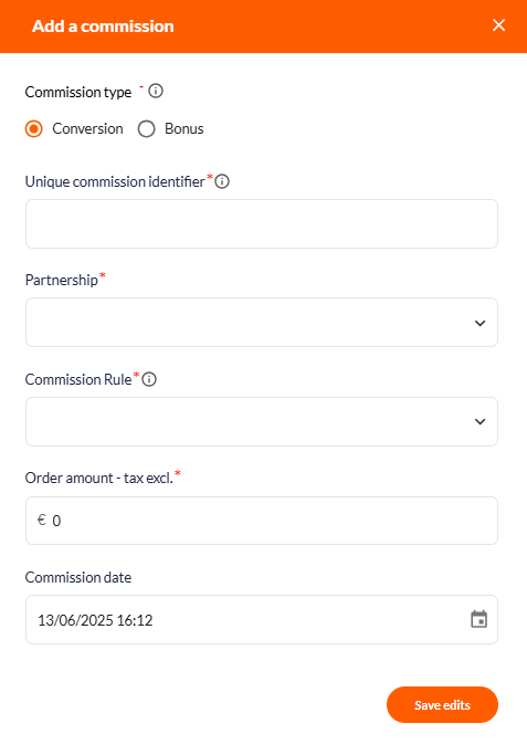 Add a conversion manually Affilae 1