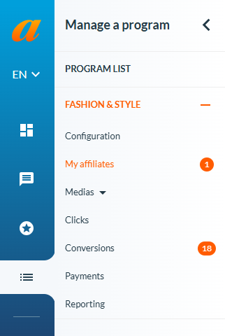 Add a publisher easily to the program Affilae 1