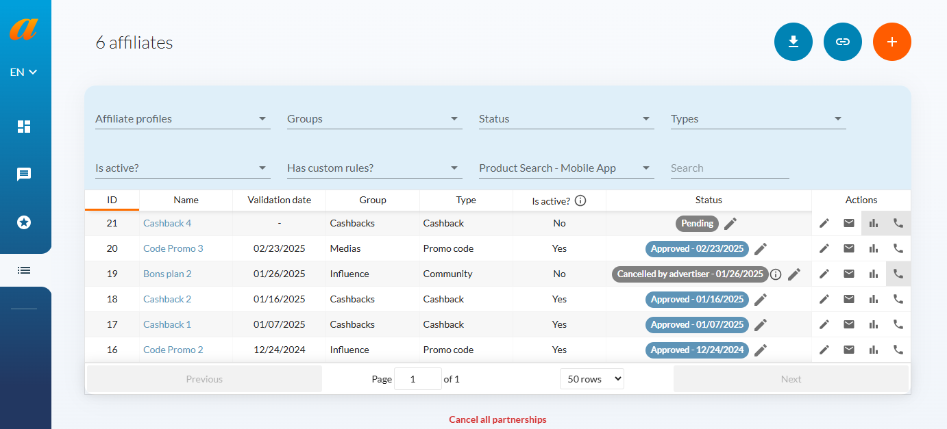 Add a publisher easily to the program Affilae 2