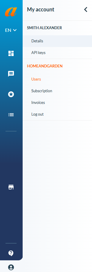 My Account Users Affilae