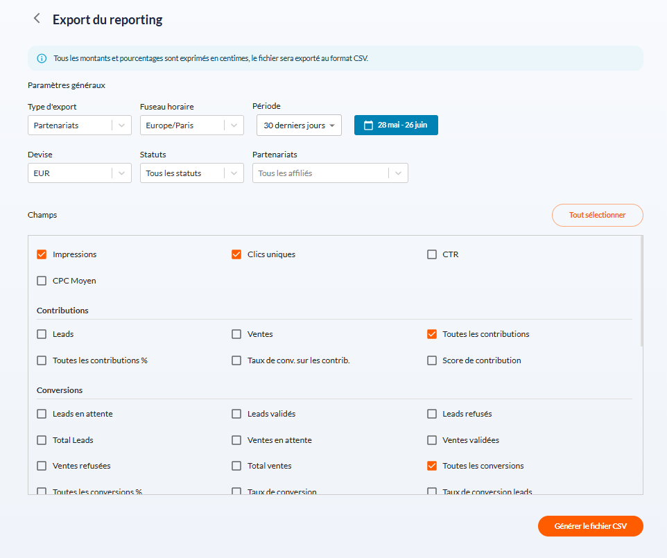 Reporting explications et fonctionnement Affilae 2